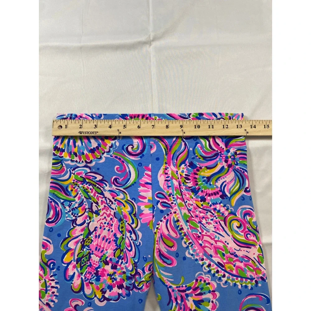 Lilly Pulitzer Girls XL 12-14‎ Blue Pink Paisley Floral Print Leggings Pants